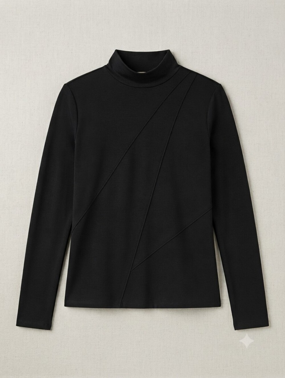 Classic Black Turtleneck Long-Sleeve Top